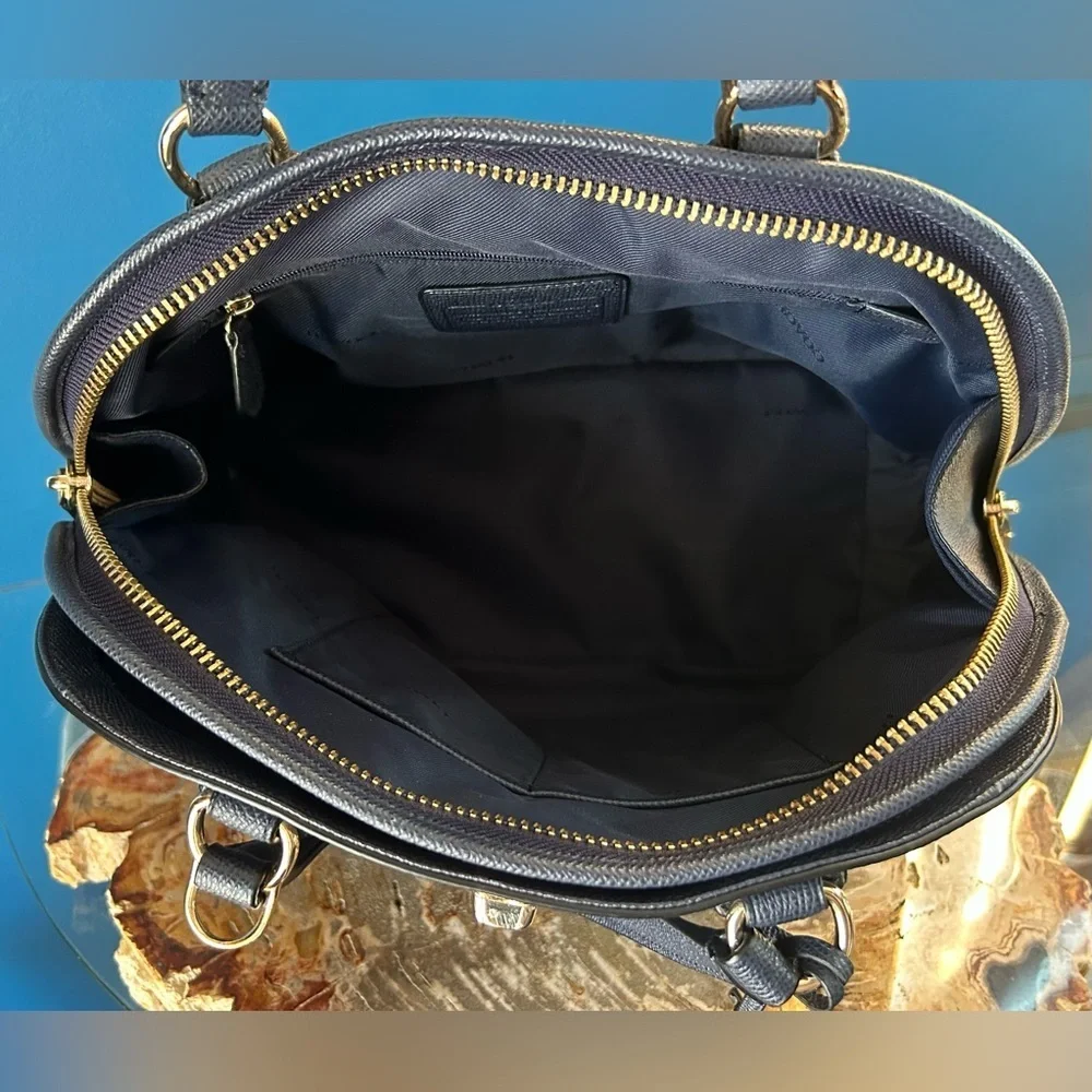 Coach Prince Street Midnight Blue Crossgrain Leather Domed Satchel 34939